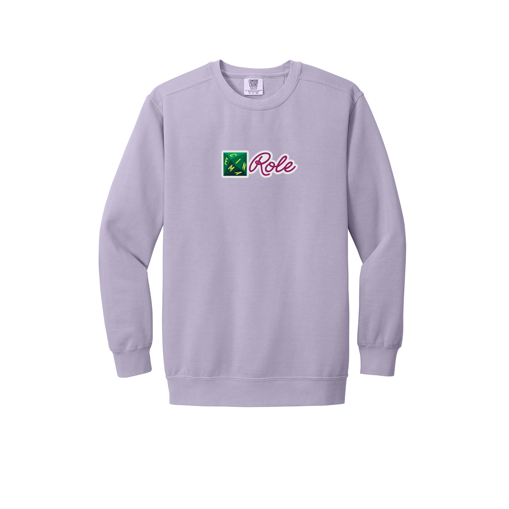 cinemarole-premium-comfort-crewneck-dtf-front-1566-orchid-flat-front