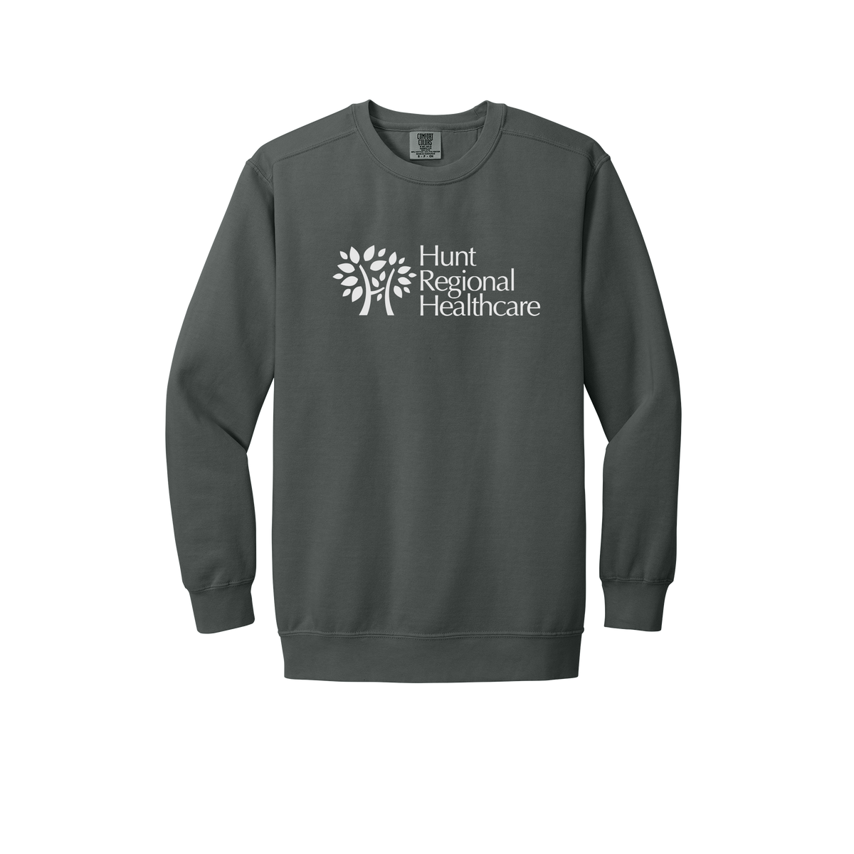 huntregional-premium-clinic-comfort-crewneck-dtf-front-1566-pepper-flat-front
