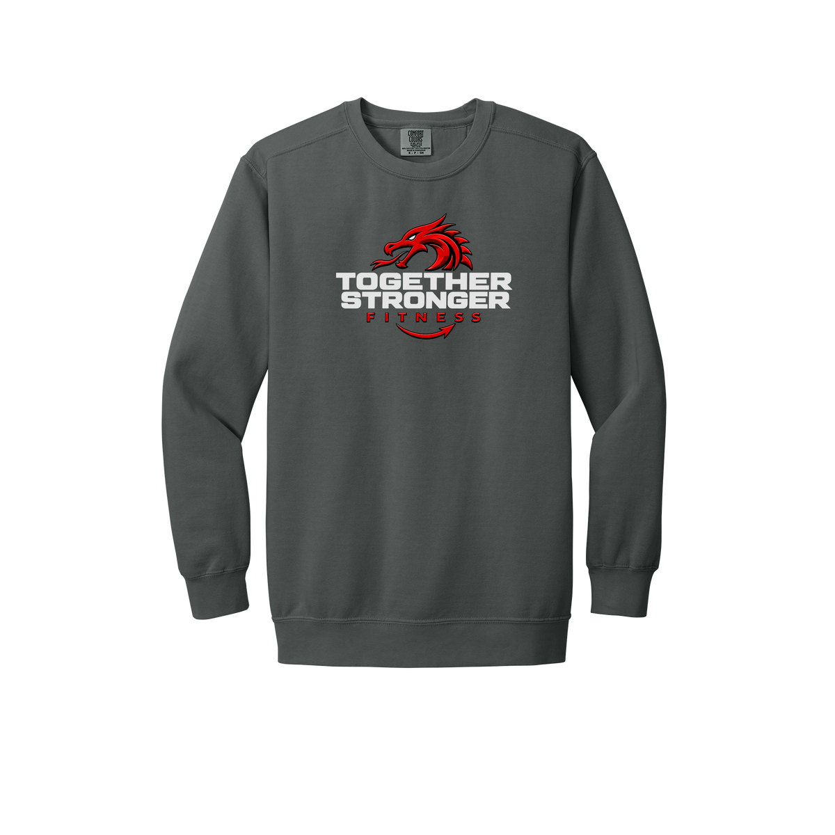 togetherstrongerfitness-premium-comfort-crewneck-dtf-front-1566-pepper-flat-front