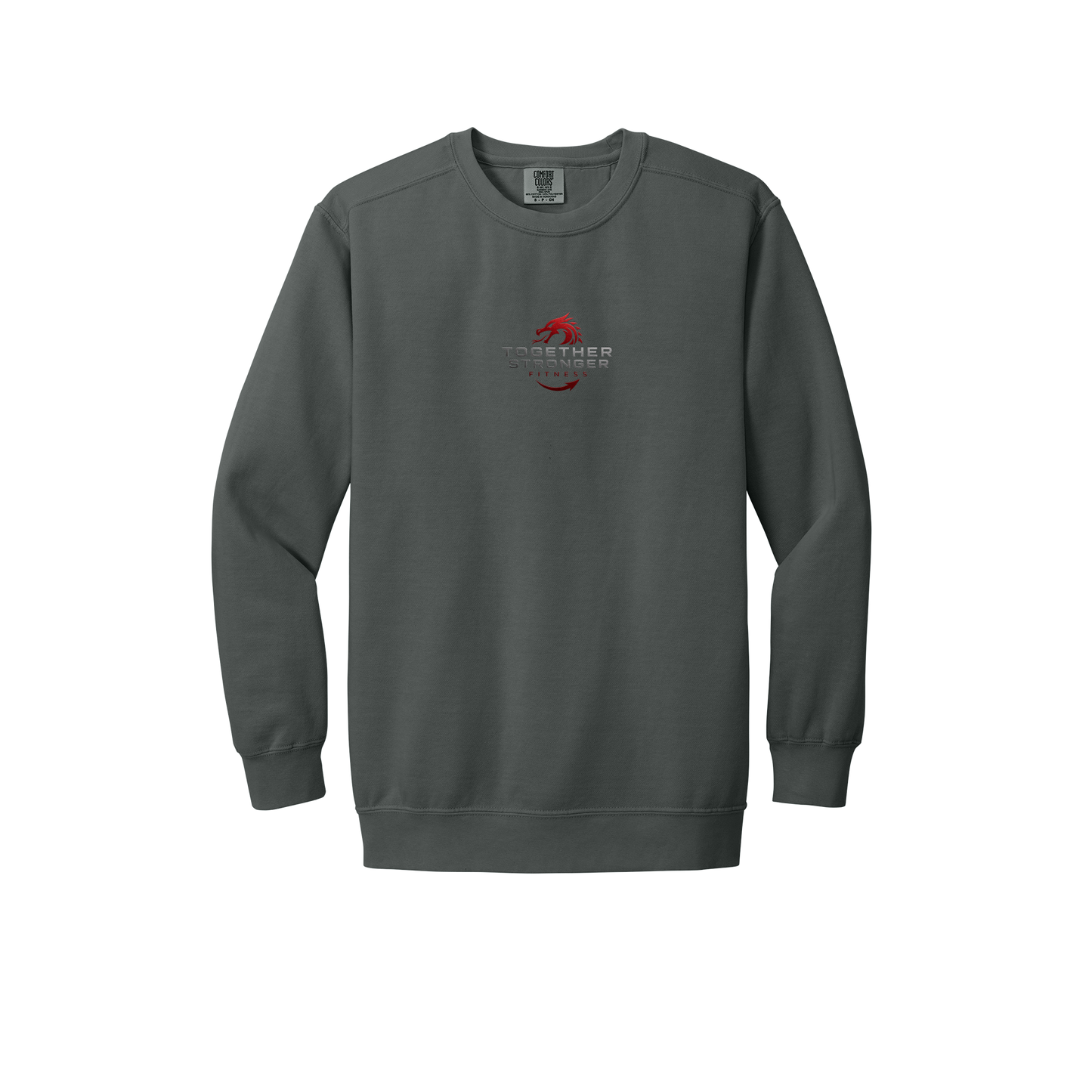 togetherstrongerfitness-premium-comfort-crewneck-dtf-front-1566-pepper-flat-front