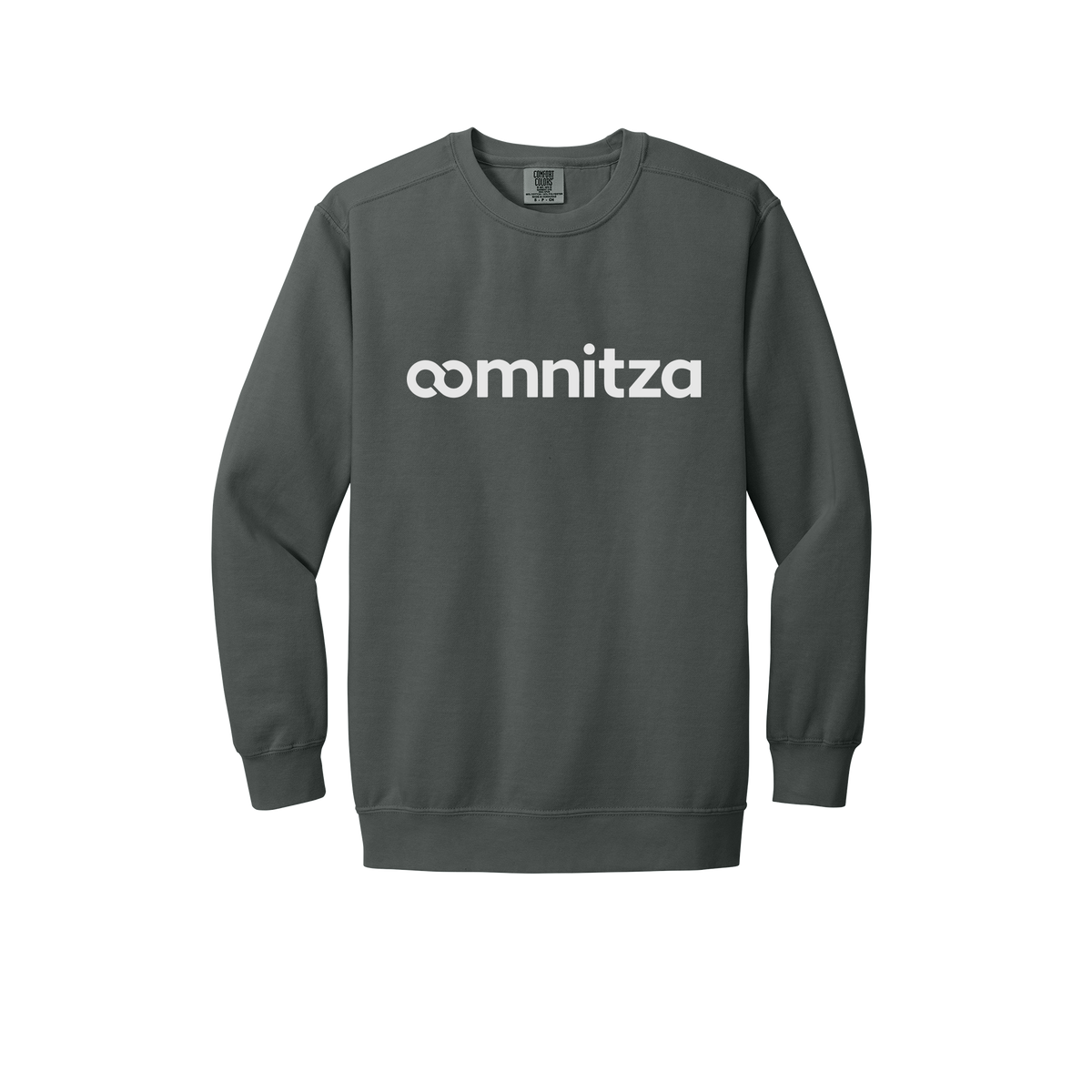 oomnitza-premium-comfort-crewneck-dtf-front-1566-pepper-flat-front