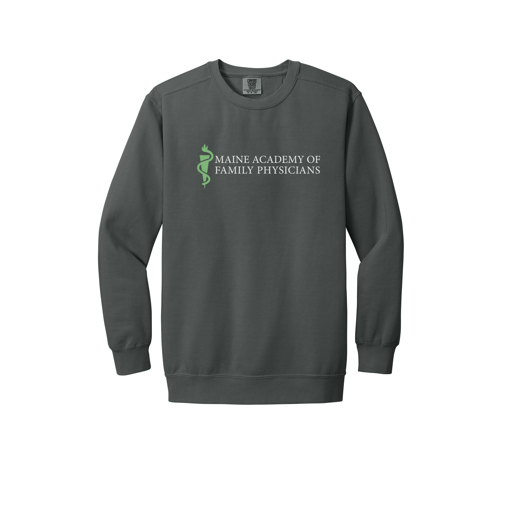 maineafp-premium-clinic-comfort-crewneck-dtf-front-1566-pepper-flat-front