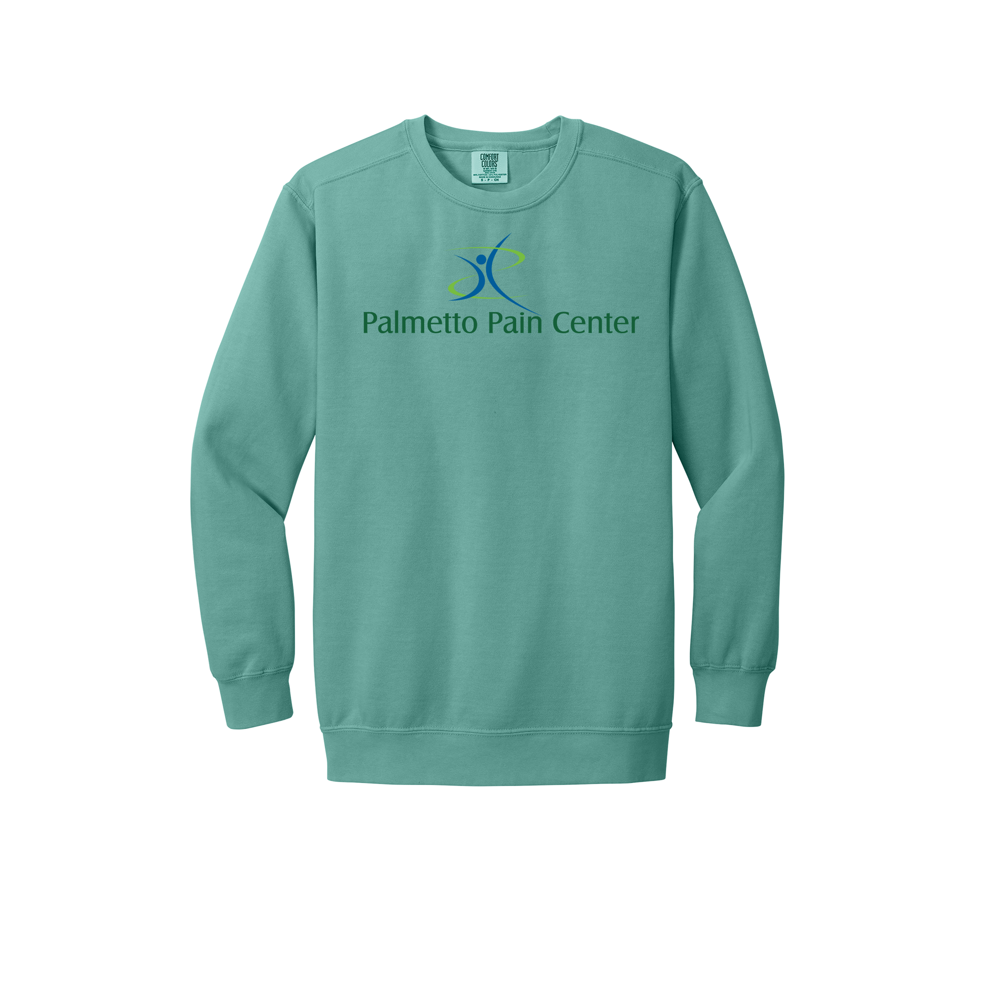 palmetto-pain-center-premium-clinic-comfort-crewneck-dtf-front-1566-seafoam-flat-front