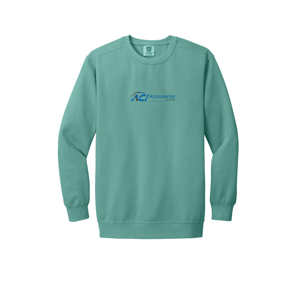 accelclaims-premium-comfort-crewneck-dtf-front-1566-seafoam-flat-front