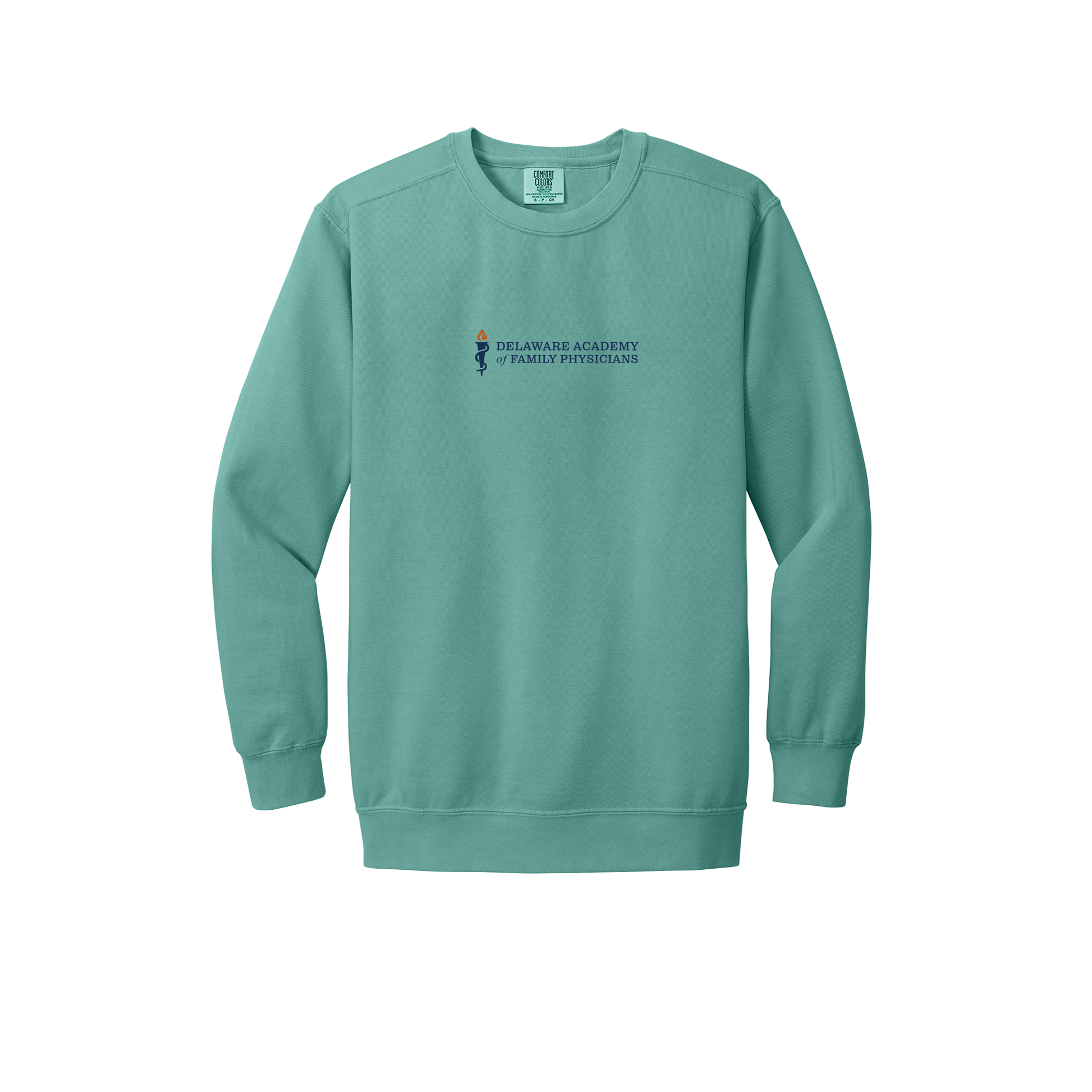 delfamdoc-premium-clinic-comfort-crewneck-dtf-front-1566-seafoam-flat-front