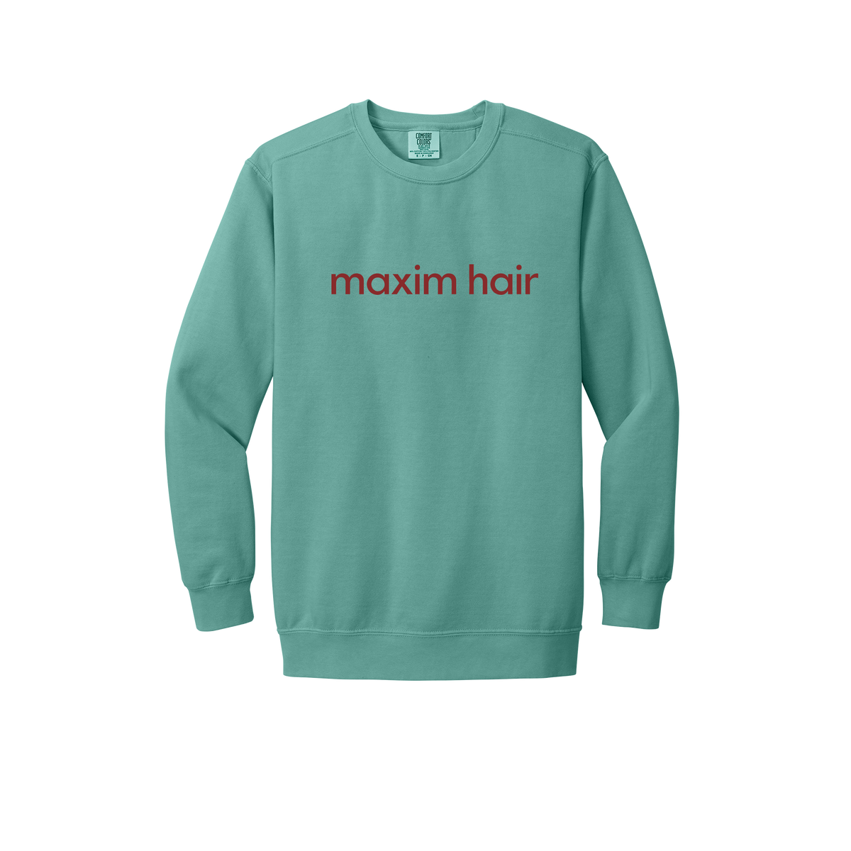 maximhairrestoration-premium-clinic-comfort-crewneck-dtf-front-1566-seafoam-flat-front