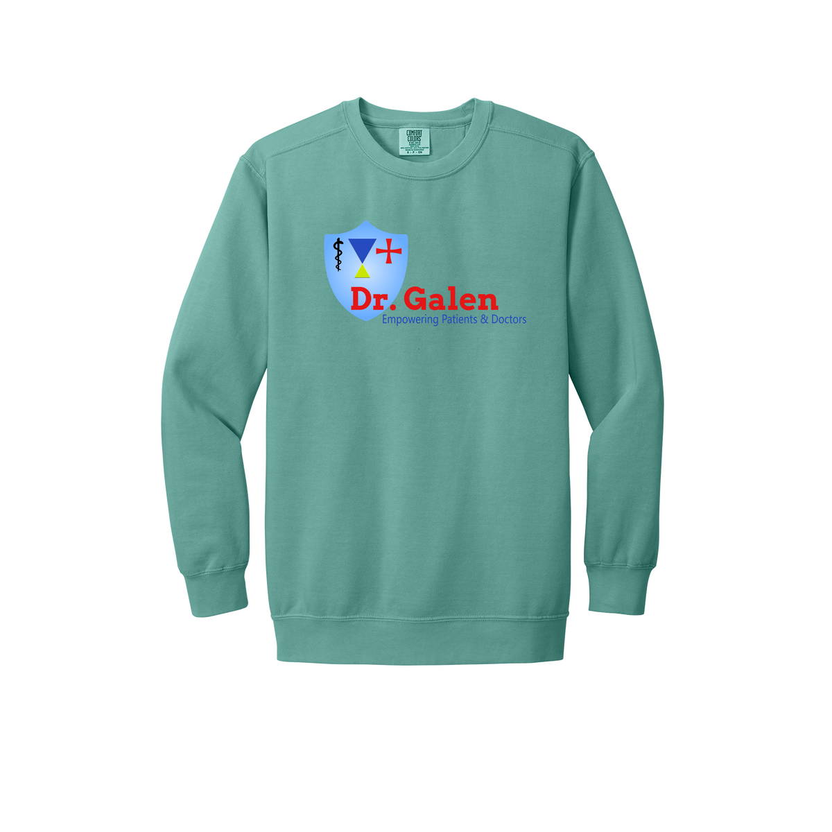 drgalen-premium-clinic-comfort-crewneck-dtf-front-1566-seafoam-flat-front