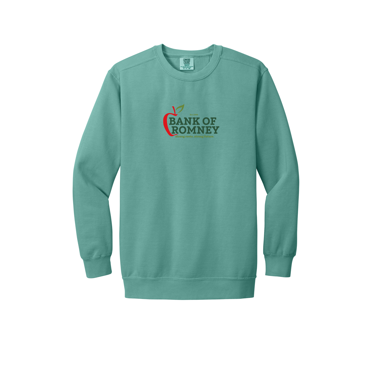 bankofromney-premium-comfort-crewneck-dtf-front-1566-seafoam-flat-front