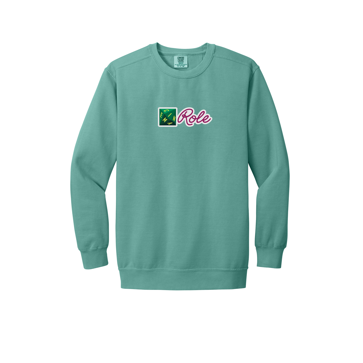 cinemarole-premium-comfort-crewneck-dtf-front-1566-seafoam-flat-front