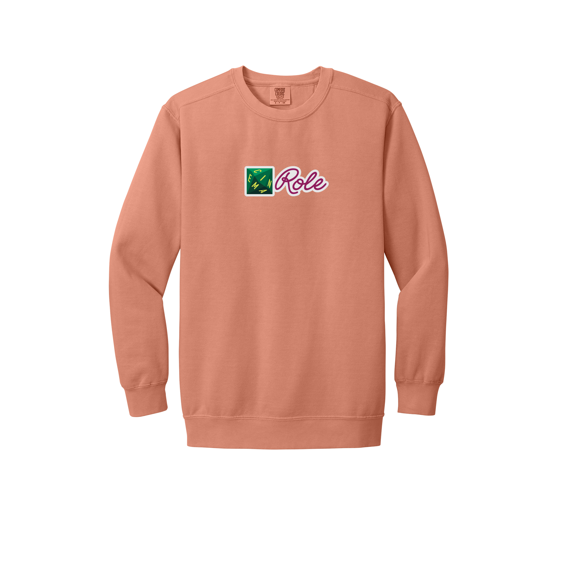 cinemarole-premium-comfort-crewneck-dtf-front-1566-terracotta-flat-front