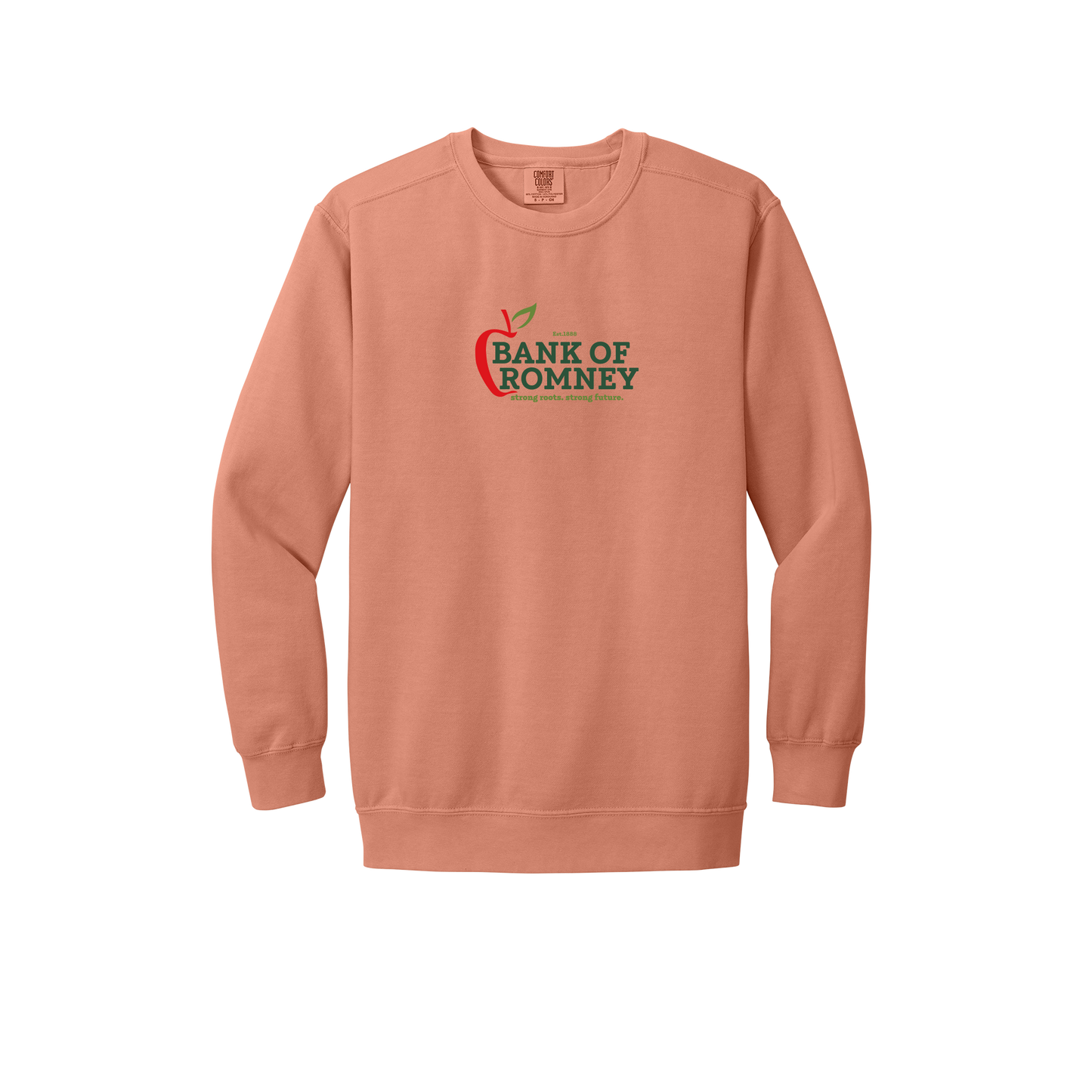 bankofromney-premium-comfort-crewneck-dtf-front-1566-terracotta-flat-front