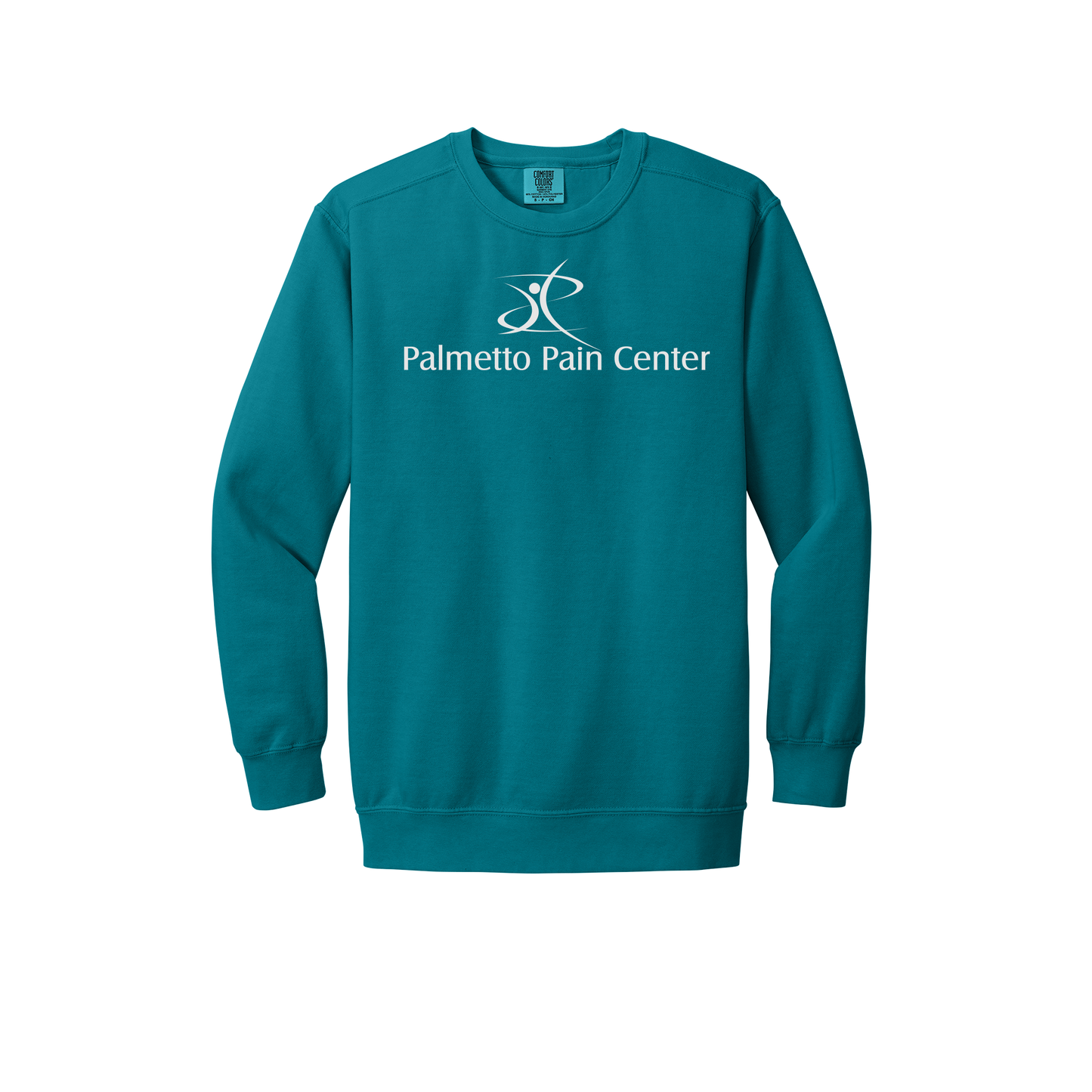 palmetto-pain-center-premium-clinic-comfort-crewneck-dtf-front-1566-topazblue-flat-front