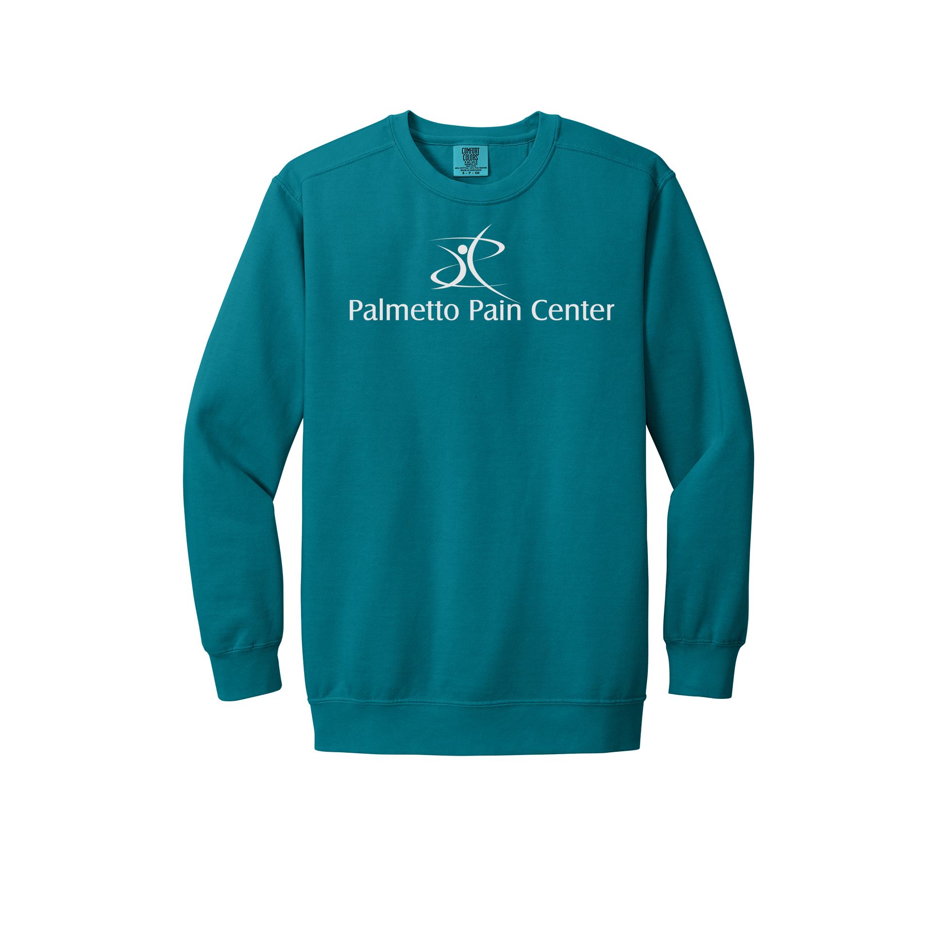 palmetto-pain-center-premium-clinic-comfort-crewneck-dtf-front-1566-topazblue-flat-front