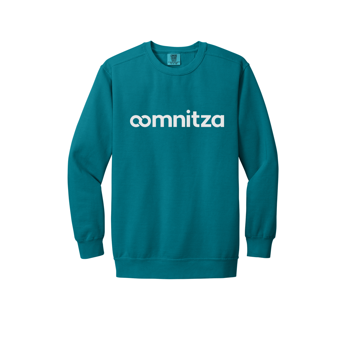 oomnitza-premium-comfort-crewneck-dtf-front-1566-topazblue-flat-front