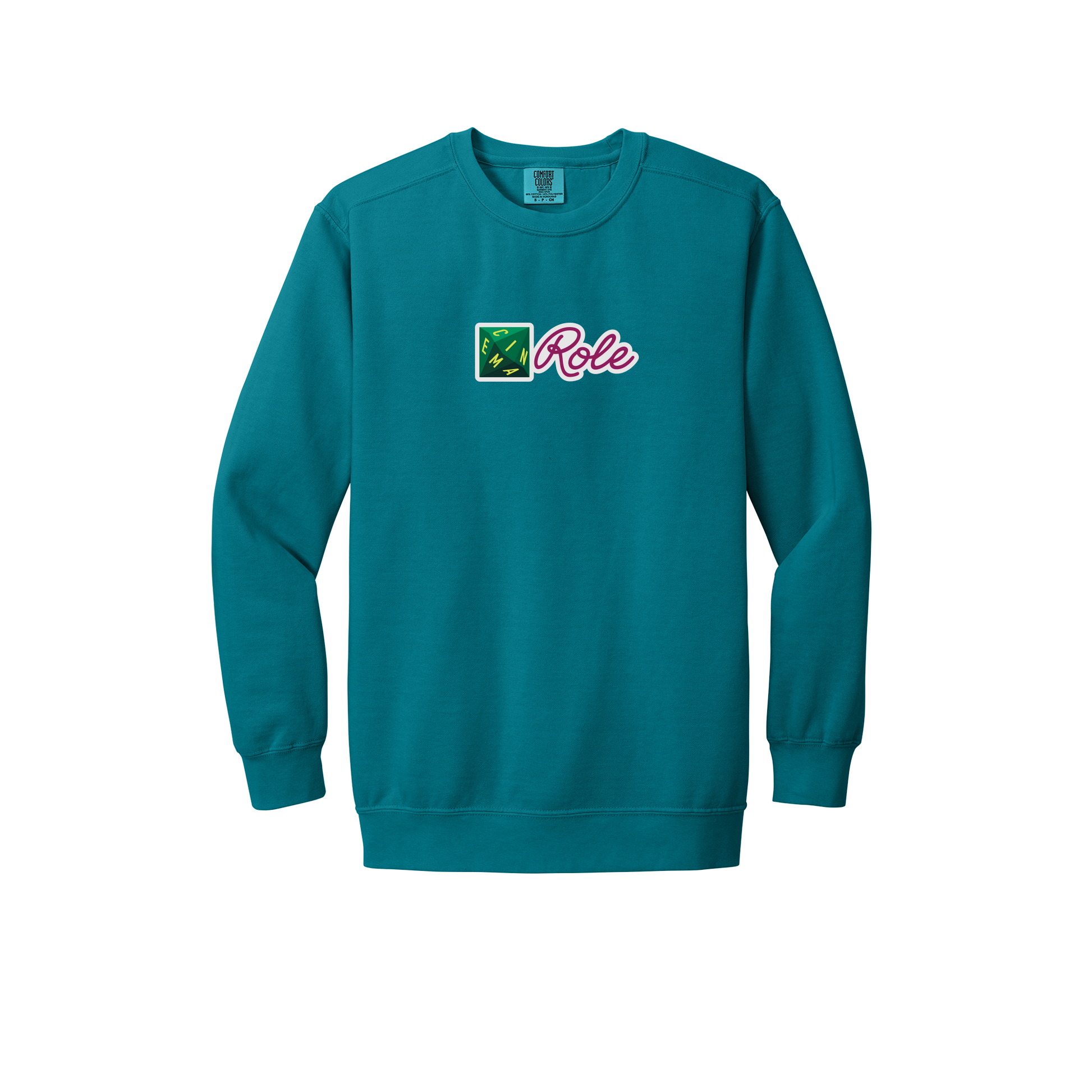 cinemarole-premium-comfort-crewneck-dtf-front-1566-topazblue-flat-front