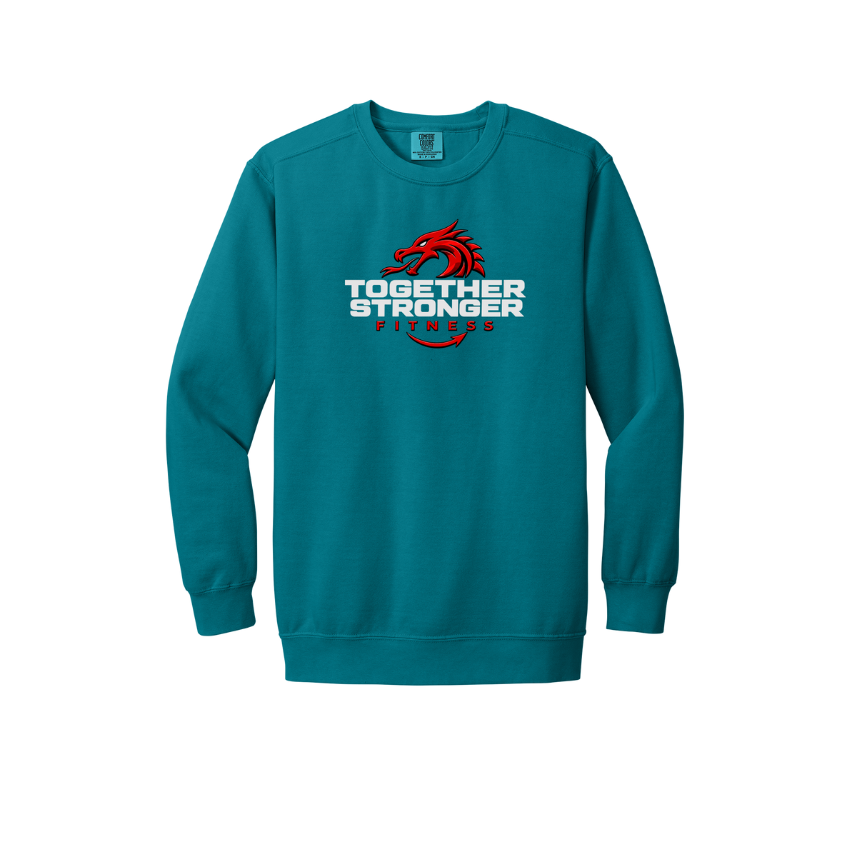 togetherstrongerfitness-premium-comfort-crewneck-dtf-front-1566-topazblue-flat-front
