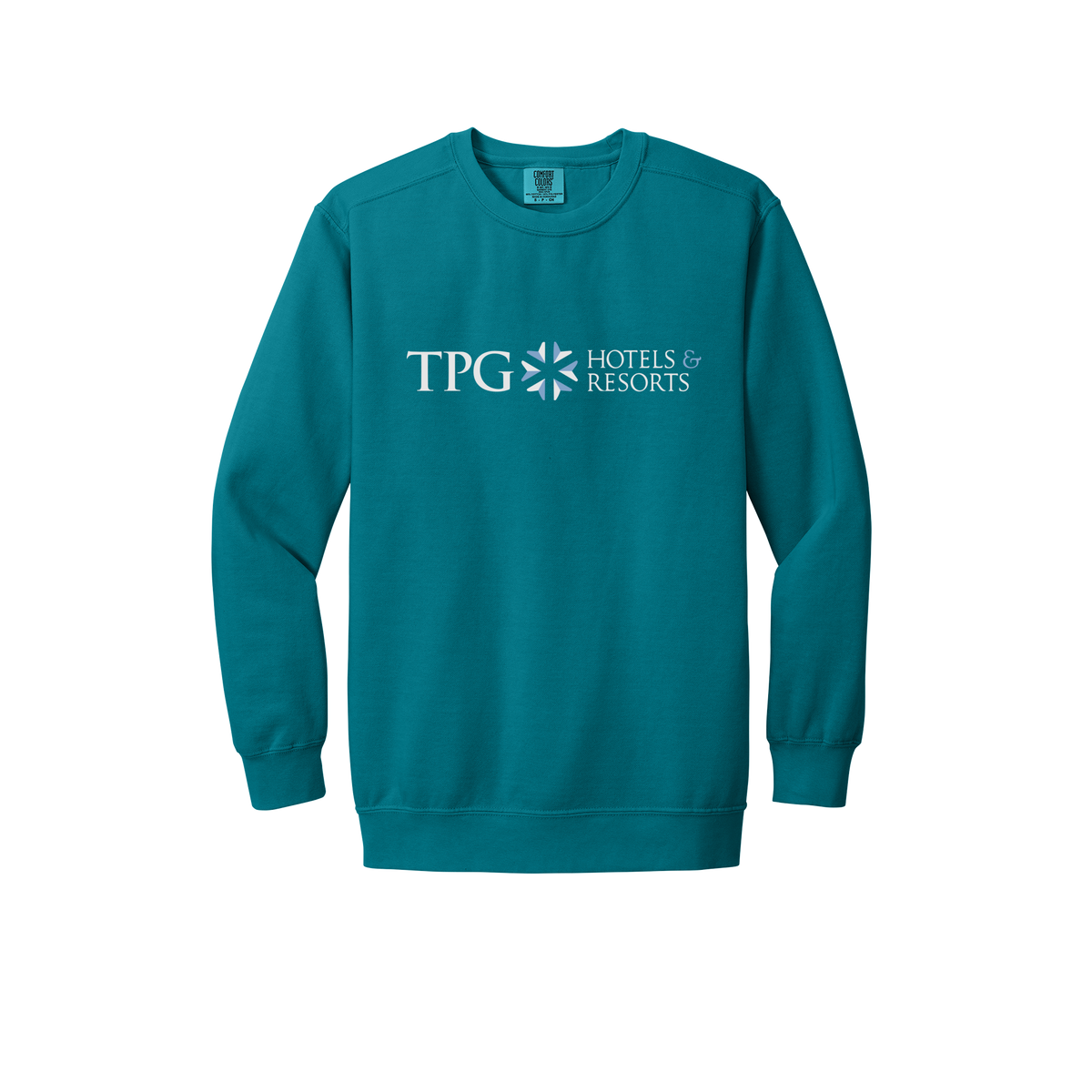 tpghotelsandresorts-premium-comfort-crewneck-dtf-front-1566-topazblue-flat-front