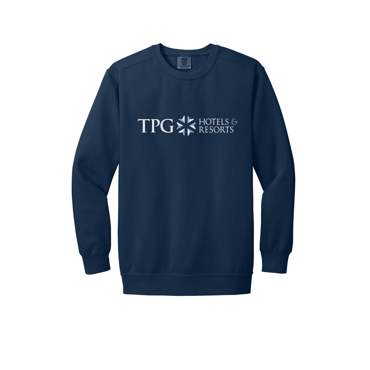 tpghotelsandresorts-premium-comfort-crewneck-dtf-front-1566-truenavy-flat-front