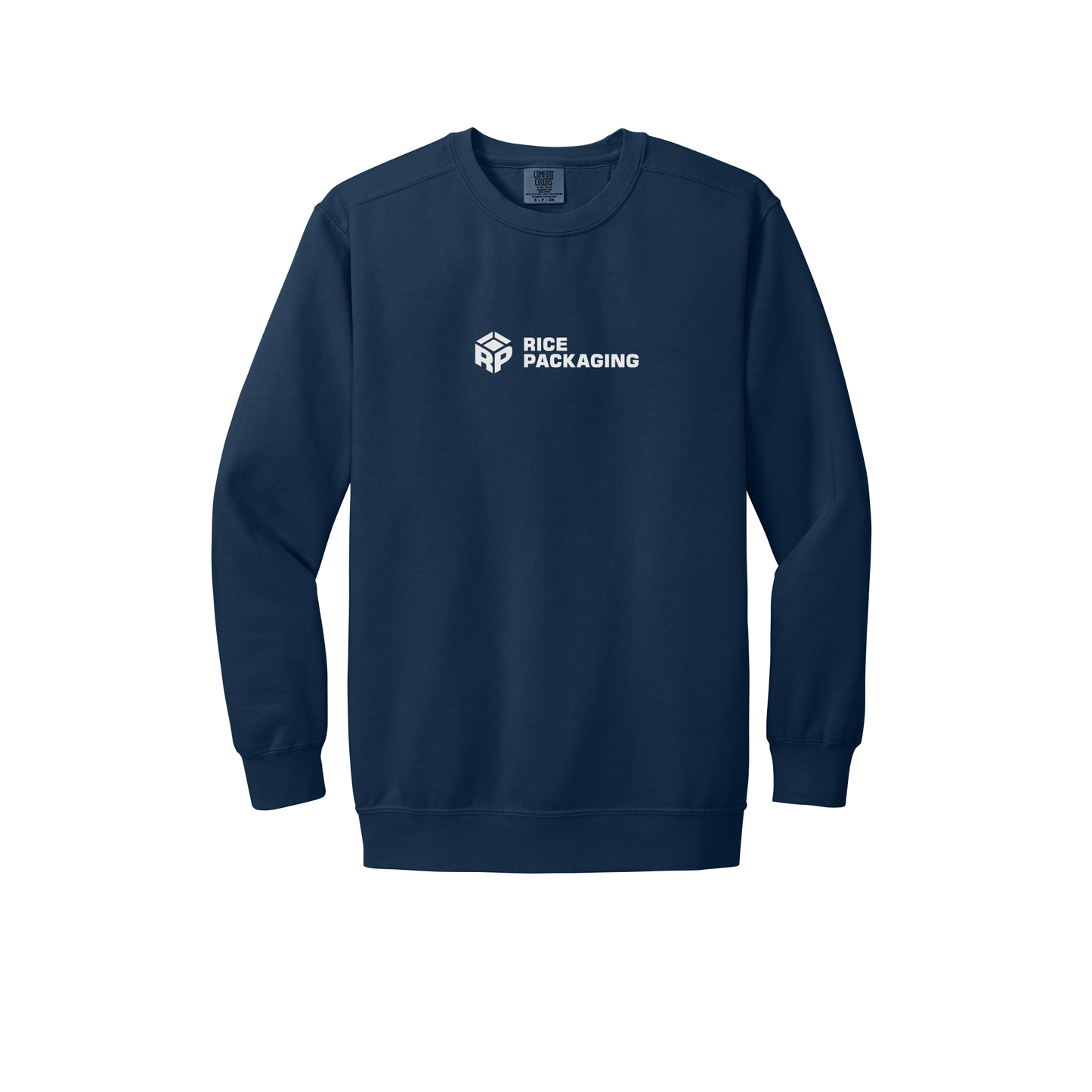 ricepackaging-premium-comfort-crewneck-dtf-front-1566-truenavy-flat-front