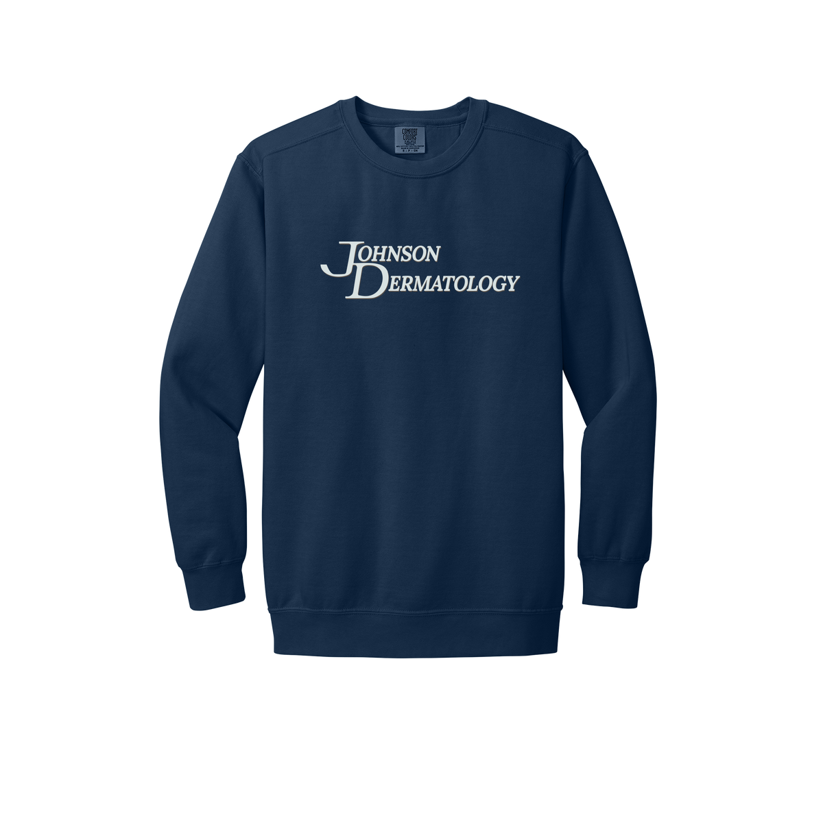 johnsondermatology-premium-clinic-comfort-crewneck-dtf-front-1566-truenavy-flat-front