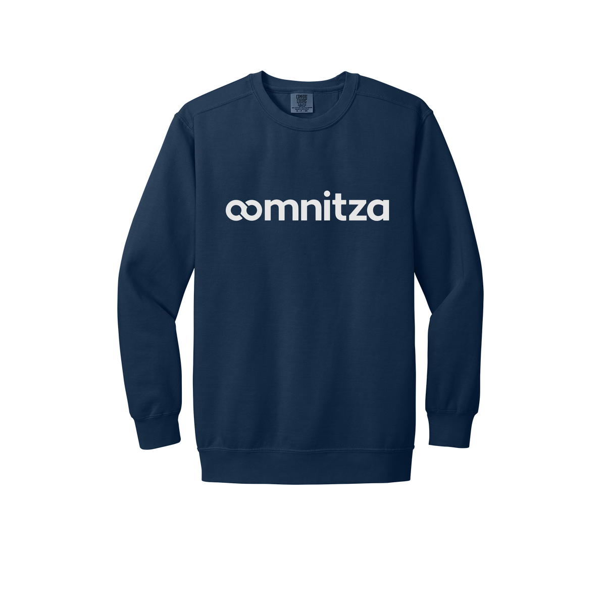 oomnitza-premium-comfort-crewneck-dtf-front-1566-truenavy-flat-front
