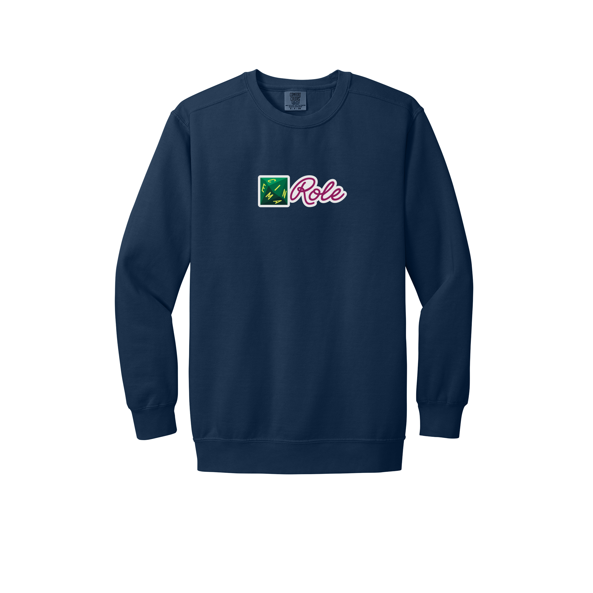 cinemarole-premium-comfort-crewneck-dtf-front-1566-truenavy-flat-front