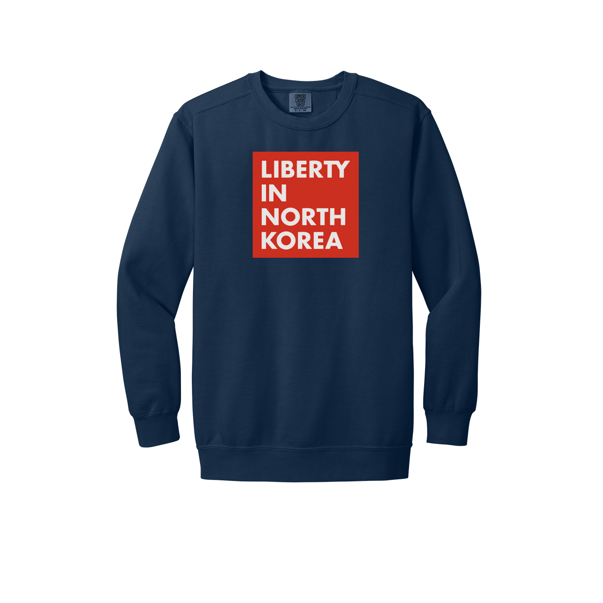 libertyinnorthkorea-premium-comfort-crewneck-dtf-front-1566-truenavy-flat-front