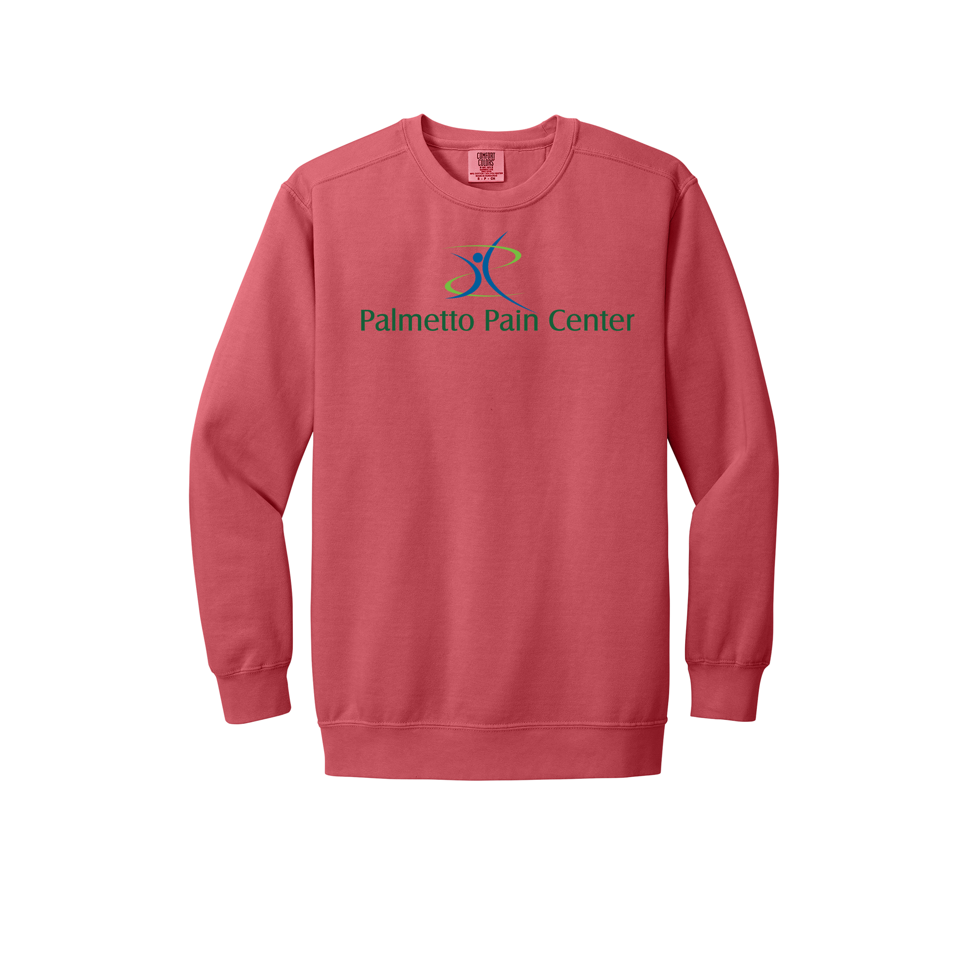 palmetto-pain-center-premium-clinic-comfort-crewneck-dtf-front-1566-watermelon-flat-front