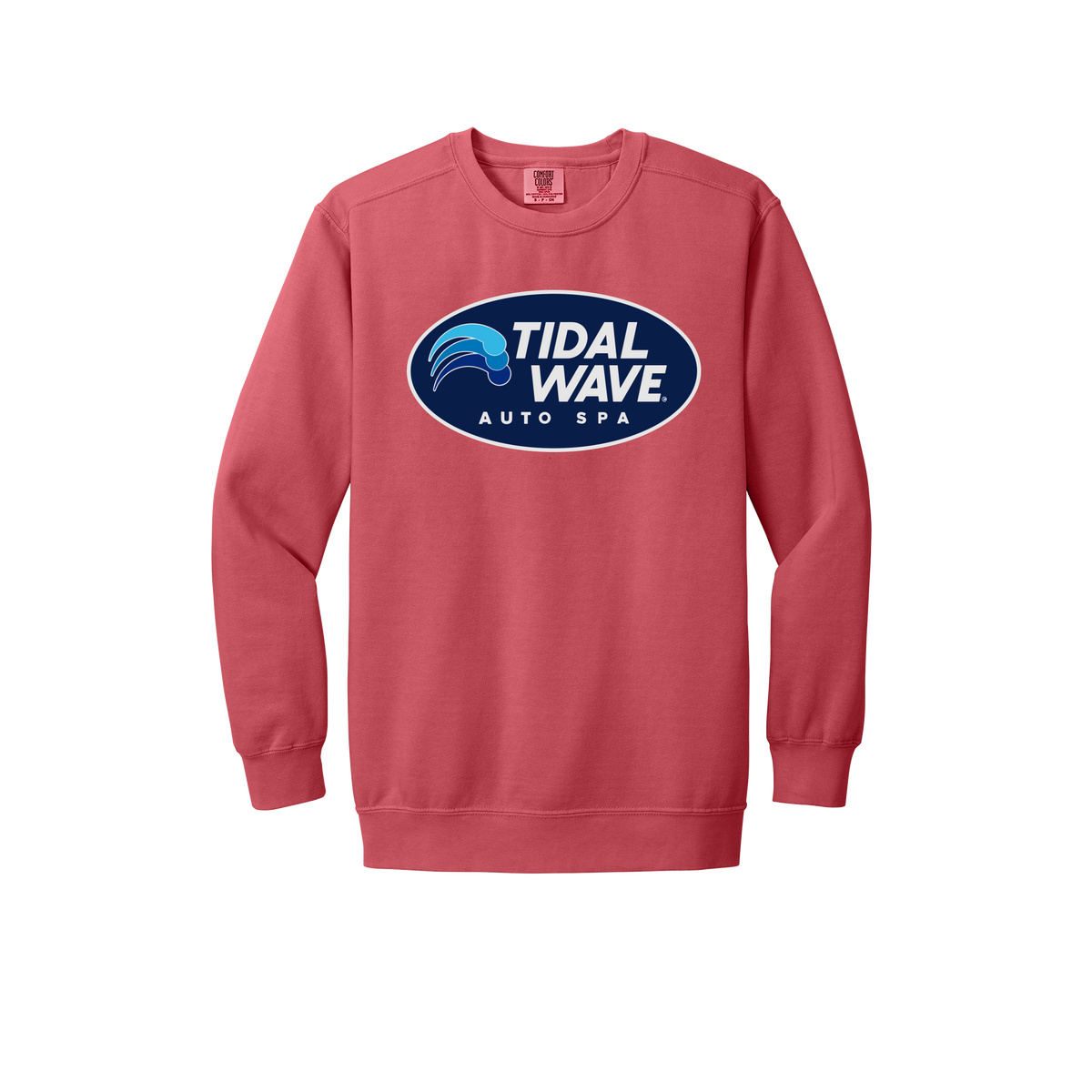 tidalwaveautospa-premium-comfort-crewneck-dtf-front-1566-watermelon-flat-front