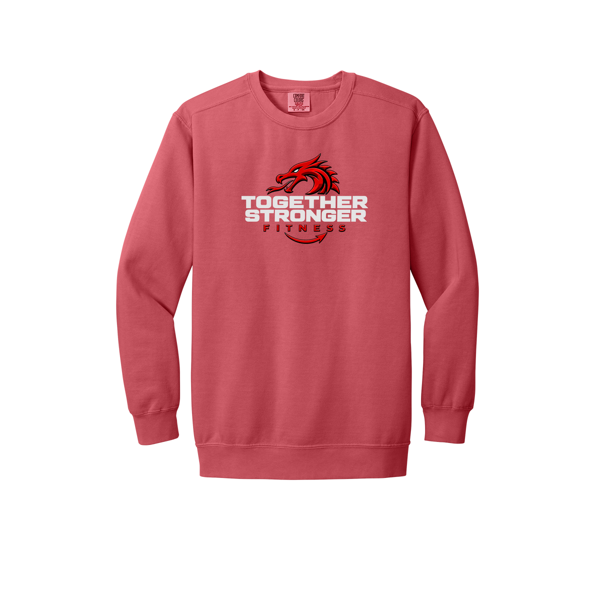 togetherstrongerfitness-premium-comfort-crewneck-dtf-front-1566-watermelon-flat-front