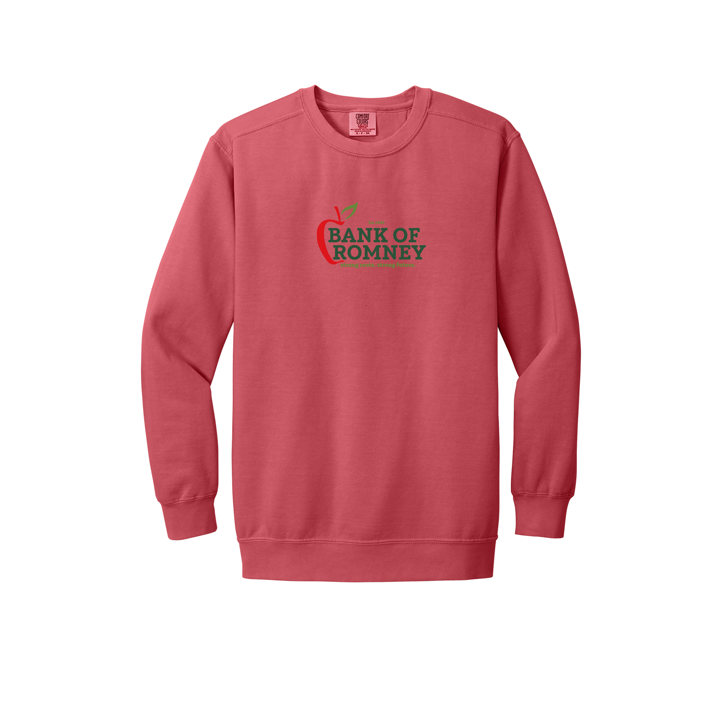bankofromney-premium-comfort-crewneck-dtf-front-1566-watermelon-flat-front