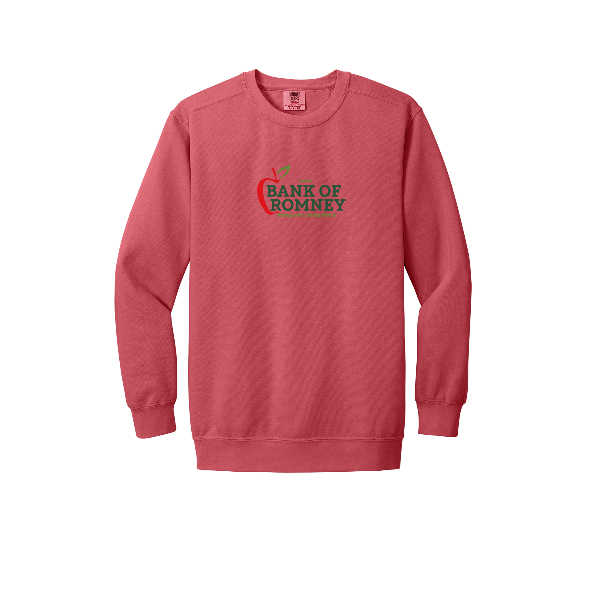 bankofromney-premium-comfort-crewneck-dtf-front-1566-watermelon-flat-front