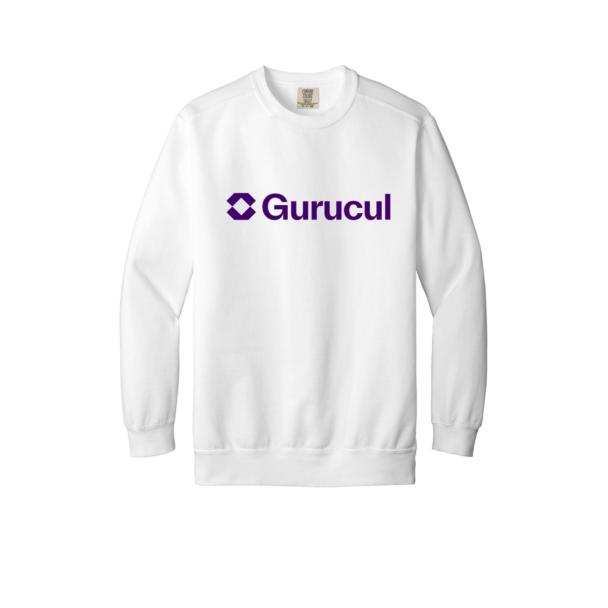 gurucul-premium-comfort-crewneck-dtf-front-1566-white-flat-front