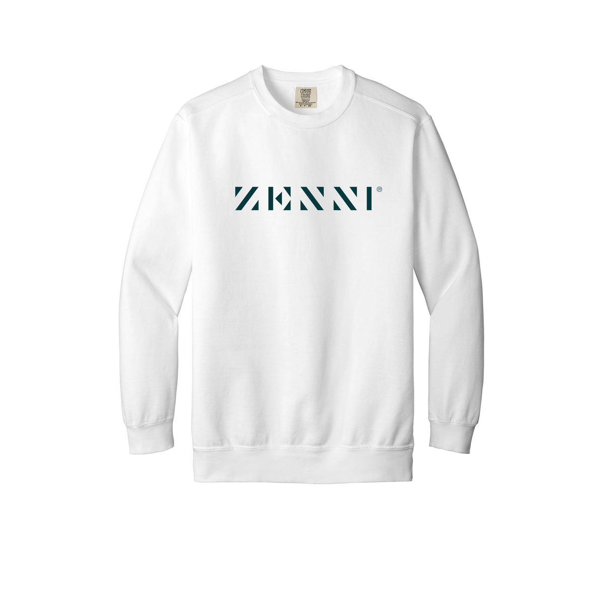 zennioptical-premium-clinic-comfort-crewneck-dtf-front-1566-white-flat-front