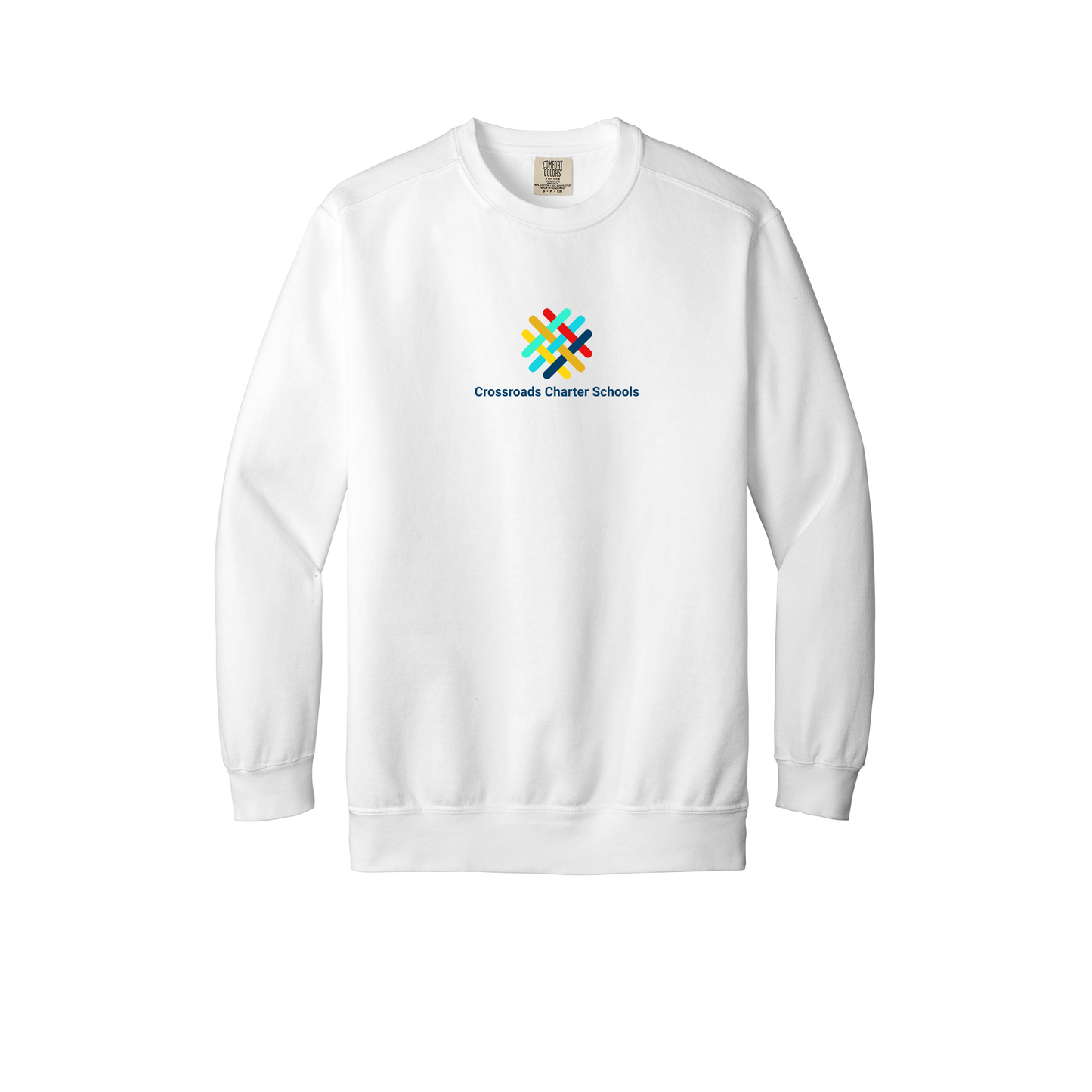 crossroadsschoolskc-premium-comfort-crewneck-dtf-front-1566-white-flat-front