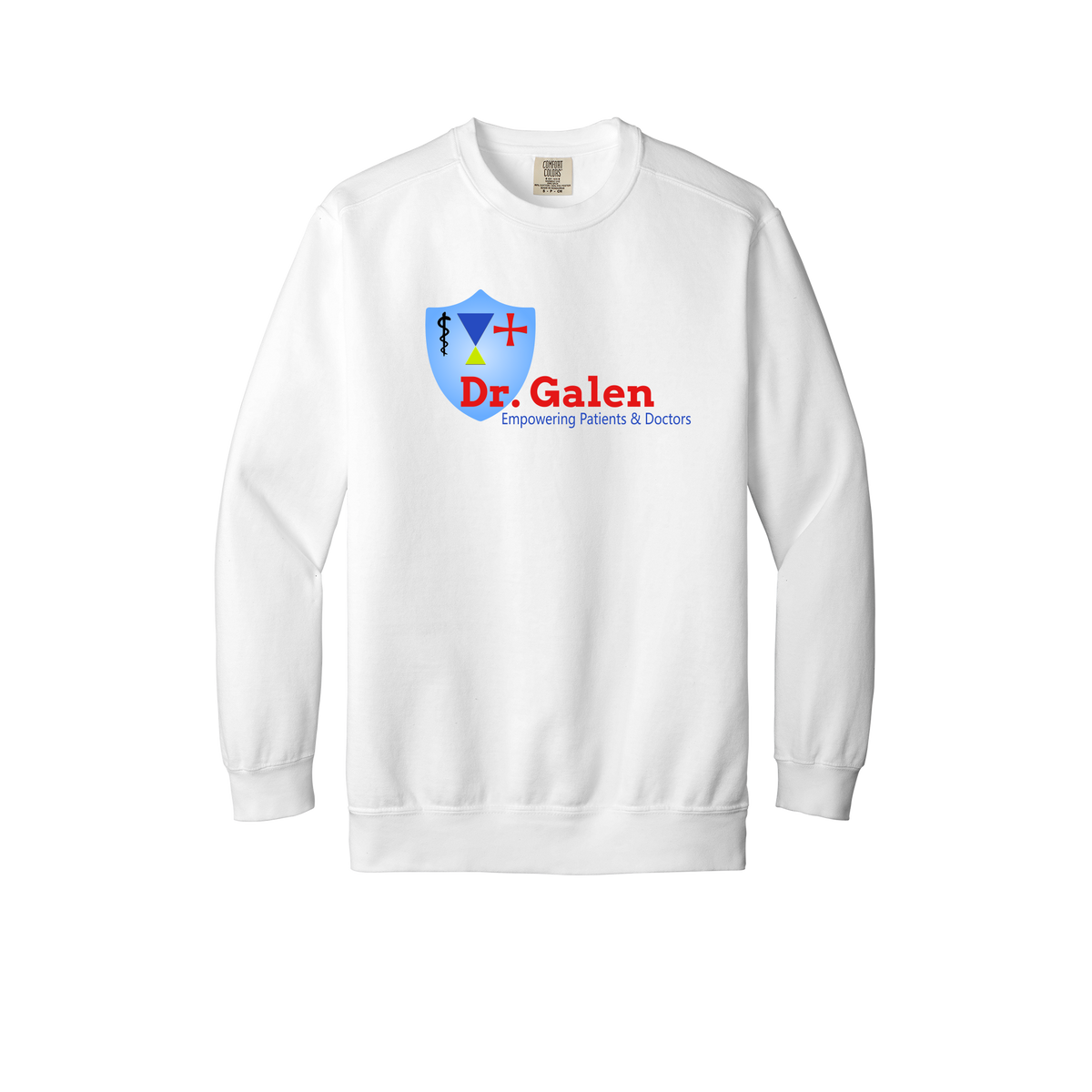 drgalen-premium-clinic-comfort-crewneck-dtf-front-1566-white-flat-front