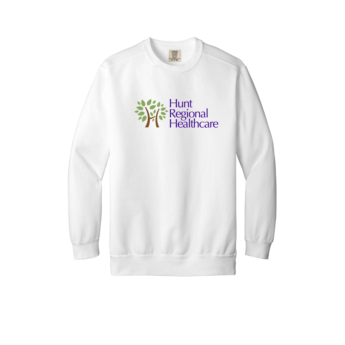 huntregional-premium-clinic-comfort-crewneck-dtf-front-1566-white-flat-front