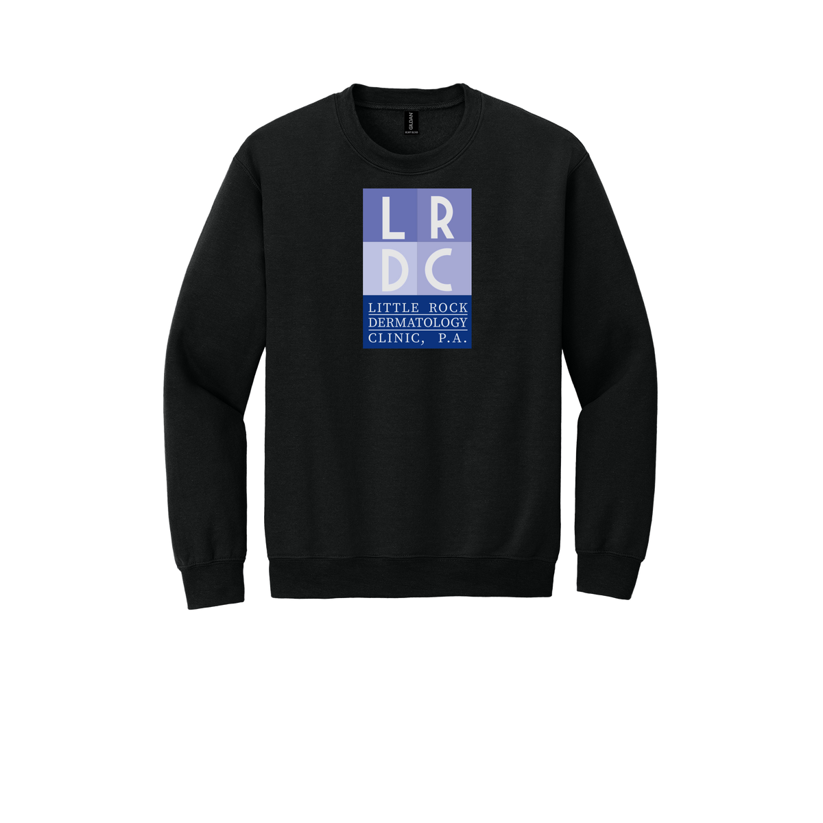 littlerockdermatology-clinic-comfort-crewneck-dtf-front-18000-black-flat-front