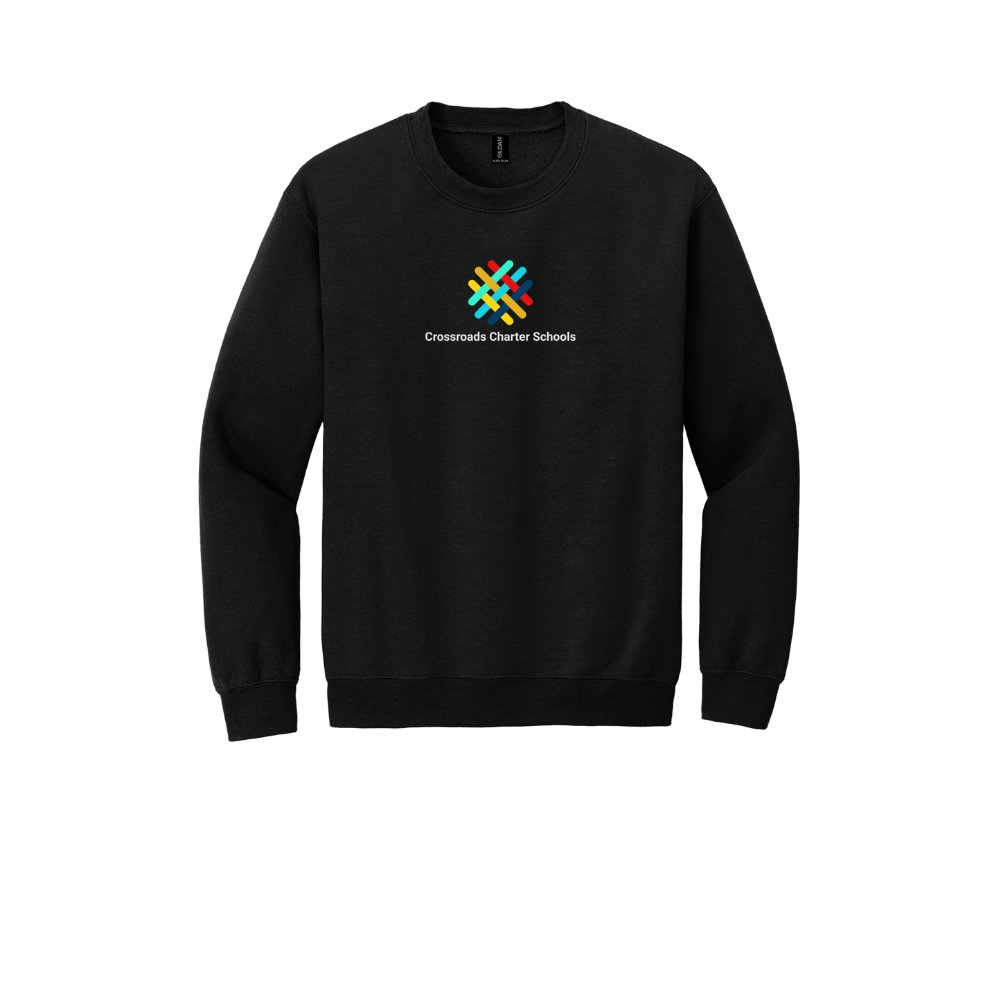 crossroadsschoolskc-comfort-crewneck-dtf-front-18000-black-flat-front