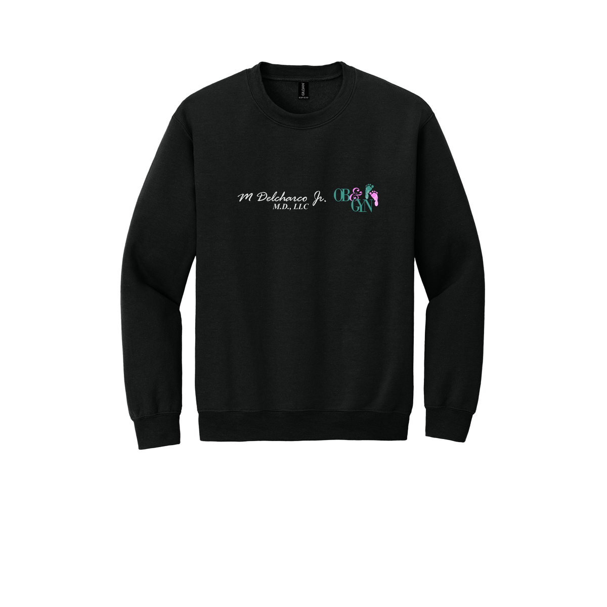 delcharco-clinic-comfort-crewneck-dtf-front-18000-black-flat-front