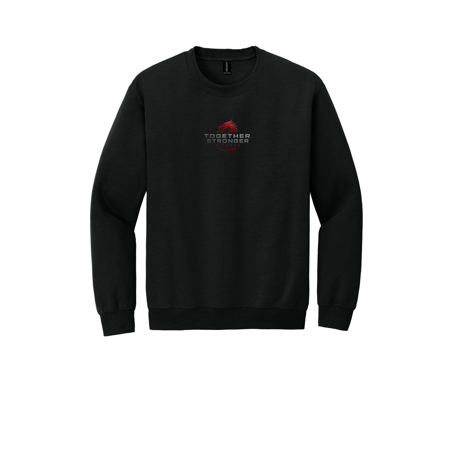togetherstrongerfitness-comfort-crewneck-dtf-front-18000-black-flat-front