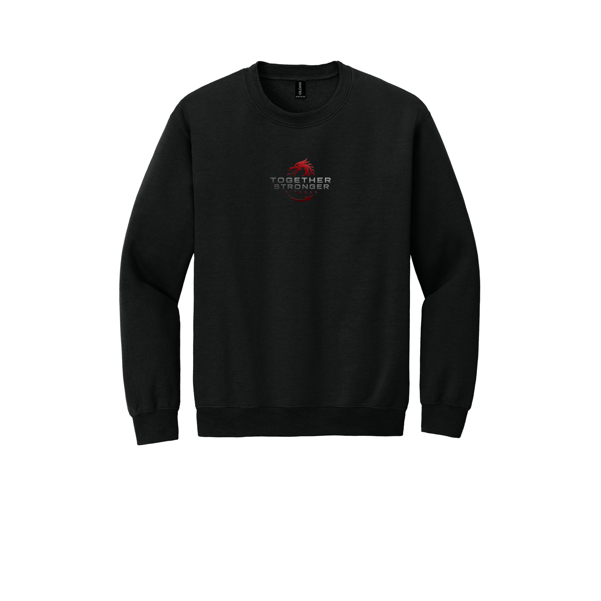 togetherstrongerfitness-comfort-crewneck-dtf-front-18000-black-flat-front