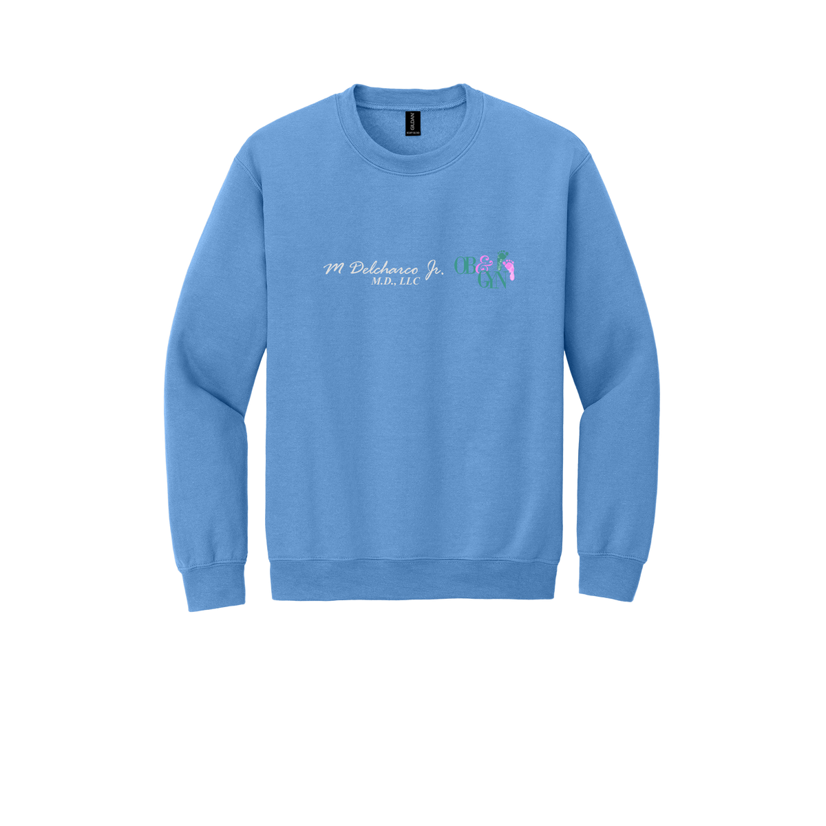 delcharco-clinic-comfort-crewneck-dtf-front-18000-carolinablue-flat-front