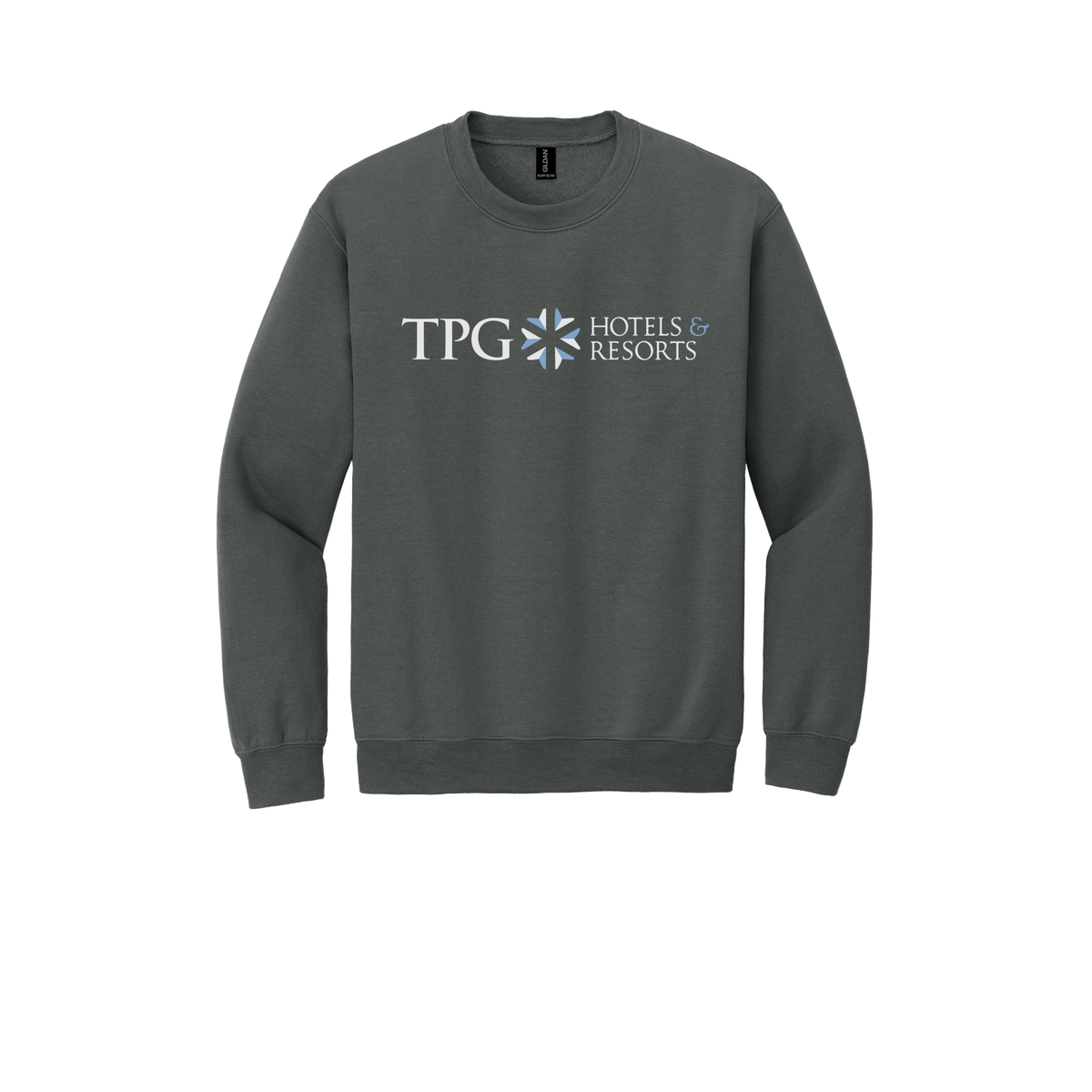 tpghotelsandresorts-comfort-crewneck-dtf-front-18000-charcoal-flat-front