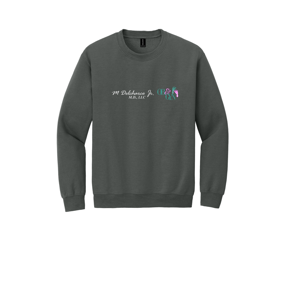 delcharco-clinic-comfort-crewneck-dtf-front-18000-charcoal-flat-front
