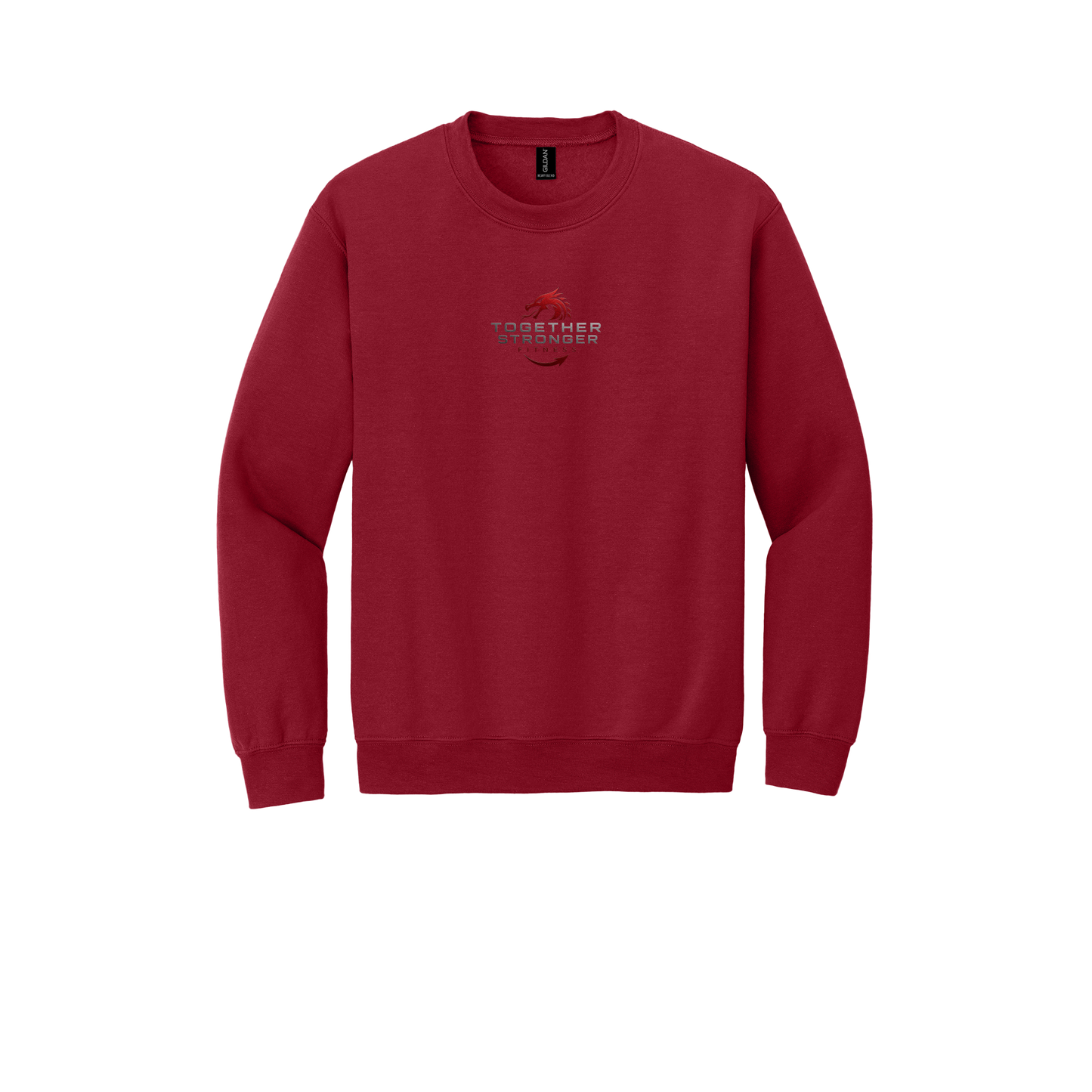 togetherstrongerfitness-comfort-crewneck-dtf-front-18000-cherryred-flat-front