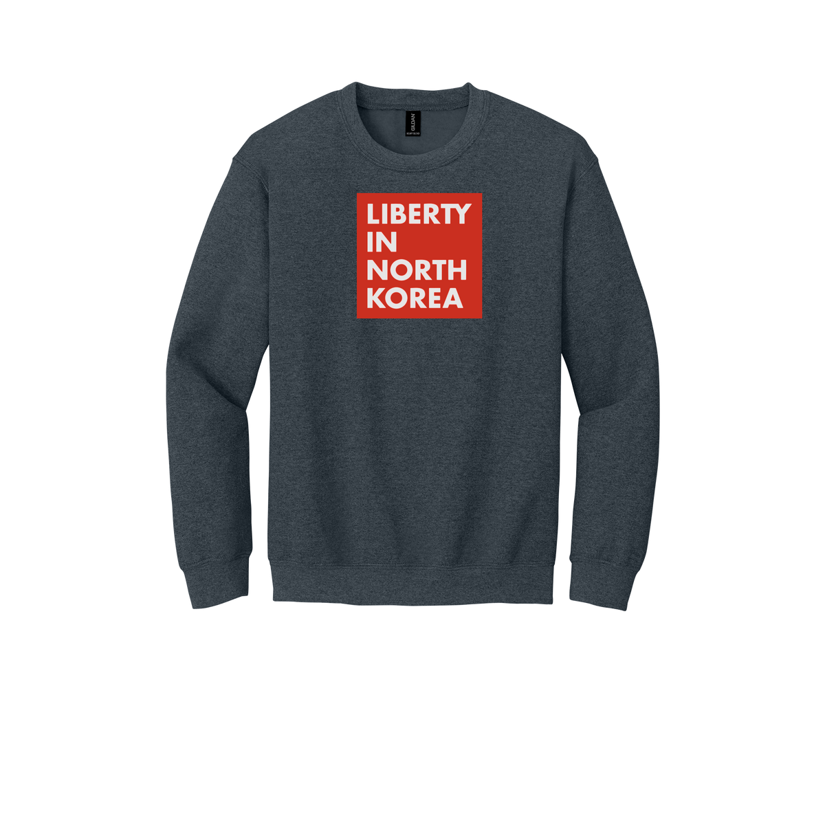 libertyinnorthkorea-comfort-crewneck-dtf-front-18000-darkheather-flat-front