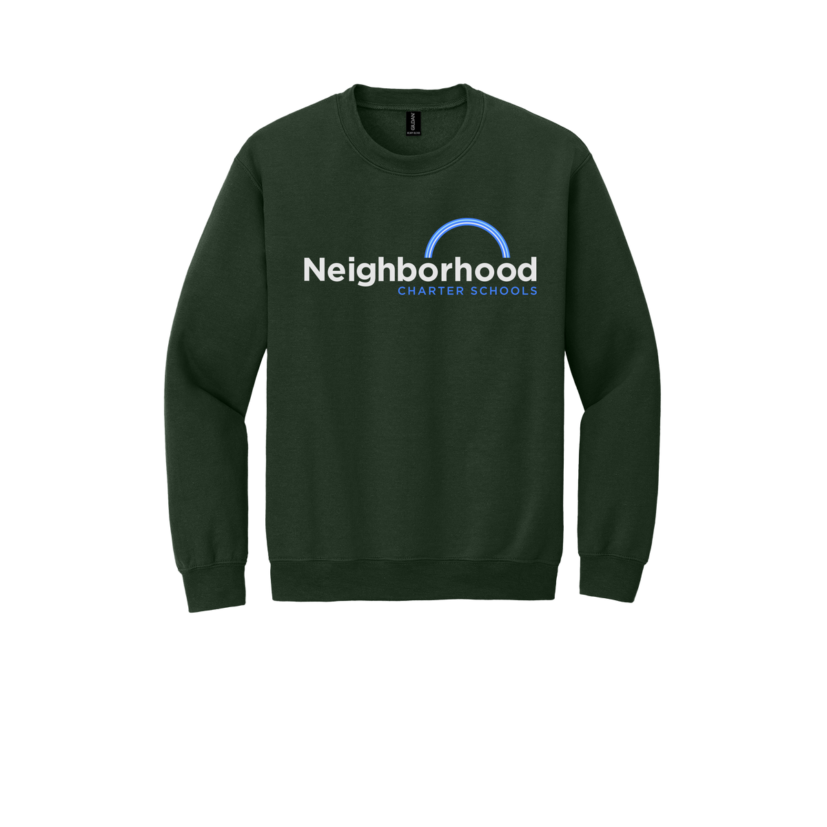 ncschools-comfort-crewneck-dtf-front-18000-forestgreen-flat-front
