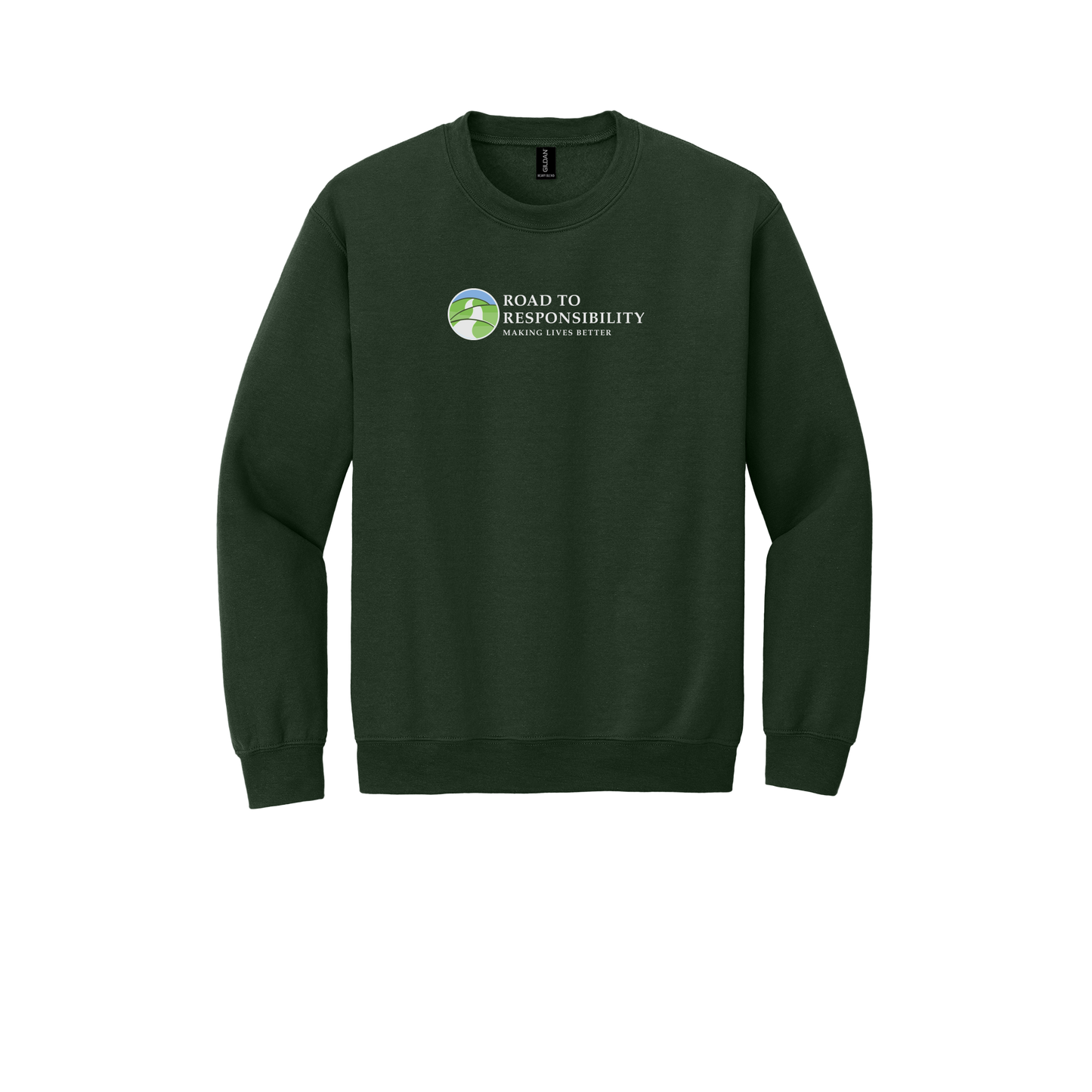 roadtoresponsibility-comfort-crewneck-dtf-front-18000-forestgreen-flat-front