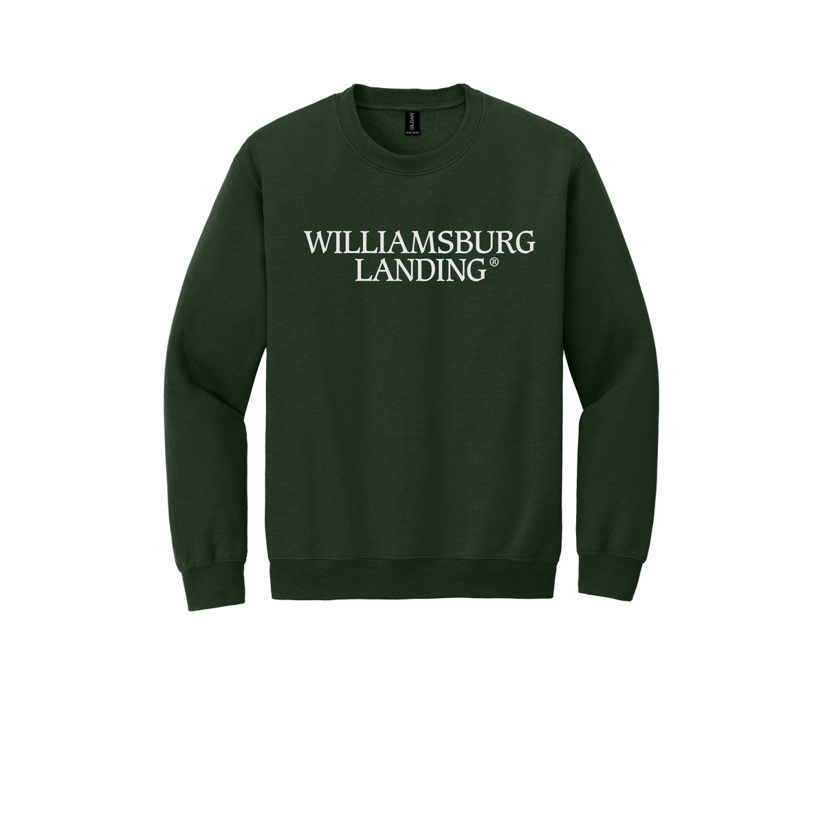 williamsburglanding-comfort-crewneck-dtf-front-18000-forestgreen-flat-front